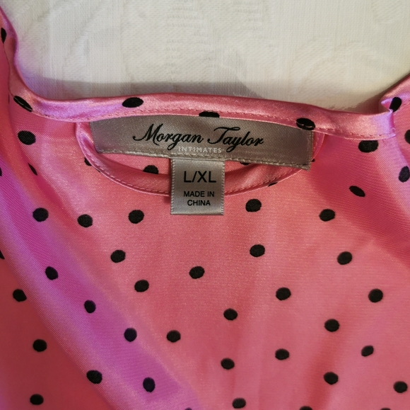 Morgan Taylor Pink Black Polka Dot Robe Size L/XL - Picture 4 of 7